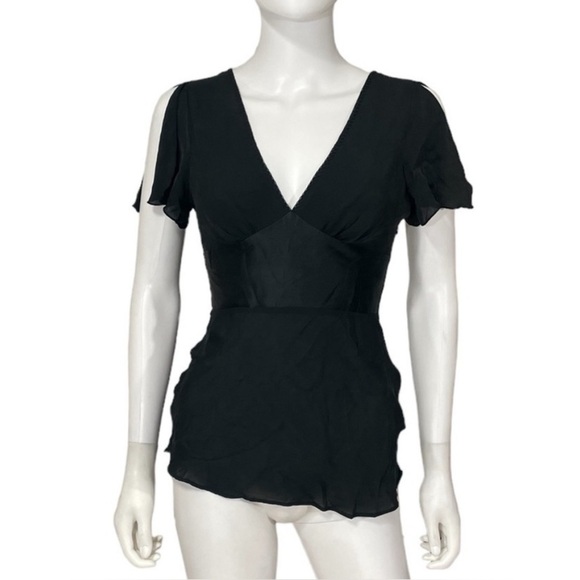 EXPRESS Black Belted Short Sleeve Top Size XS - Picture 2 of 8